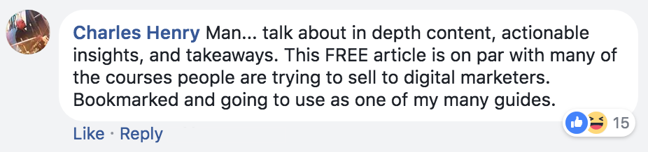Screenshot of a facebook comment by Charles Henry