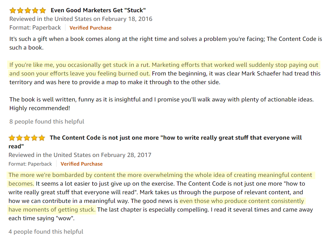 Screenshot of Amazon reviews