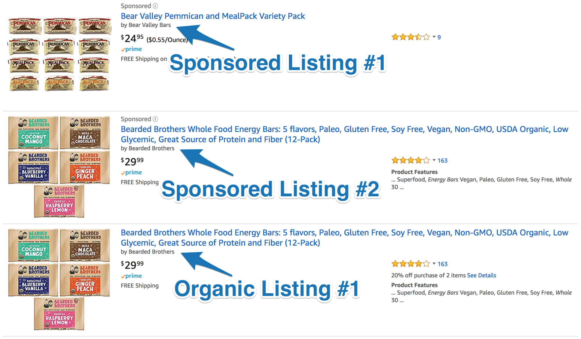 Screenshot showing products on amazon