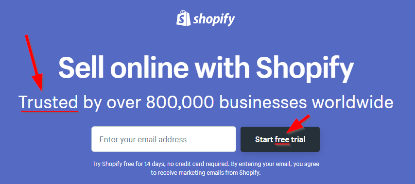 Screenshot of Shopify