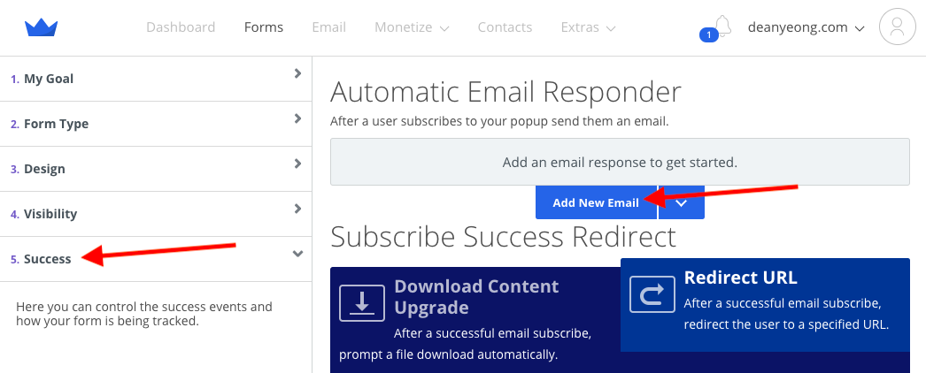 Screenshot of steps to add new email in the Automatic Email Responder section in Sumo