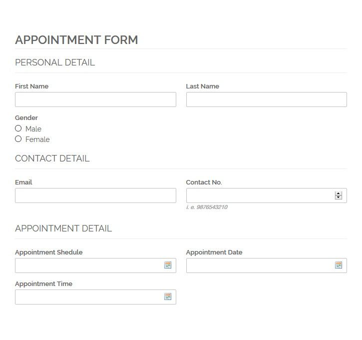 Screenshot showing an appointment form
