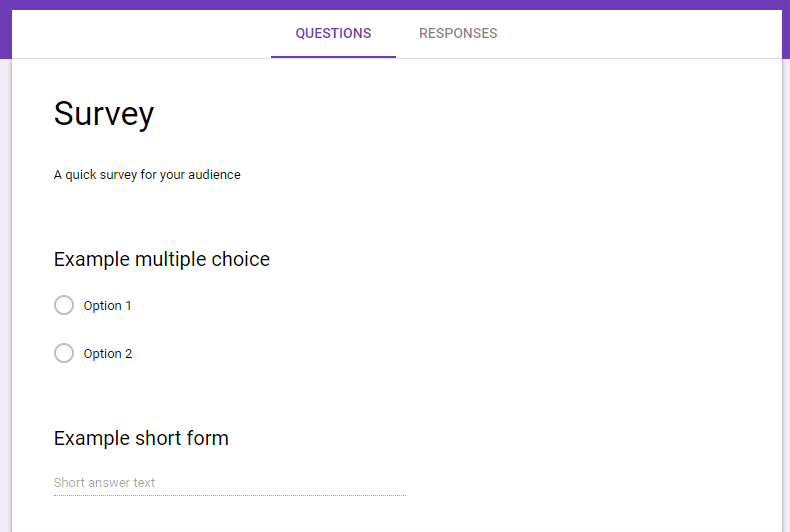 Screenshot of Google Form