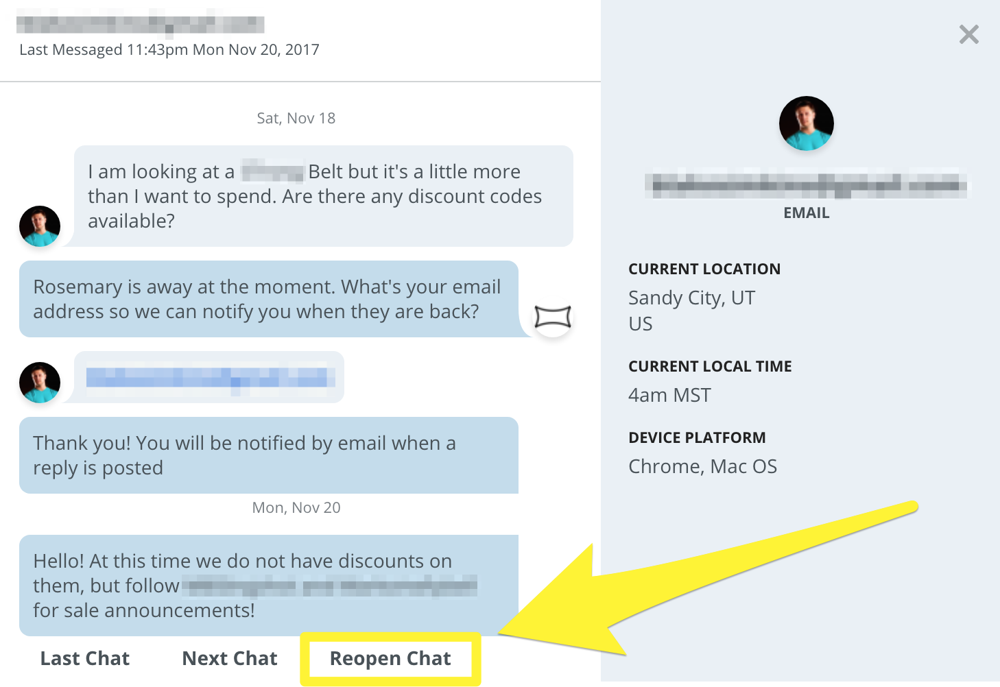 Screenshot showing a chatbot conversation