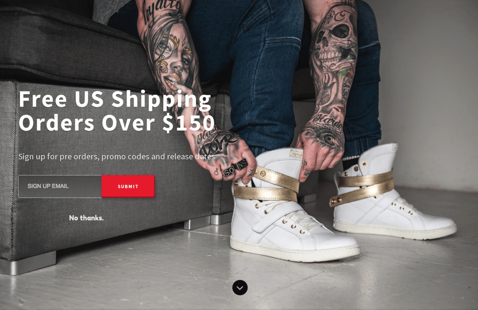 Screenshot showing a free shipping welcome mat