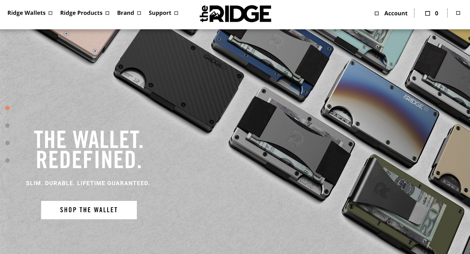 Screenshot of Ridge Wallet website using CTAs
