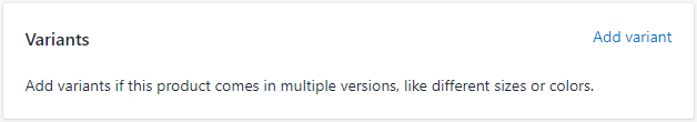 Screenshot showing Shopify product variants setting