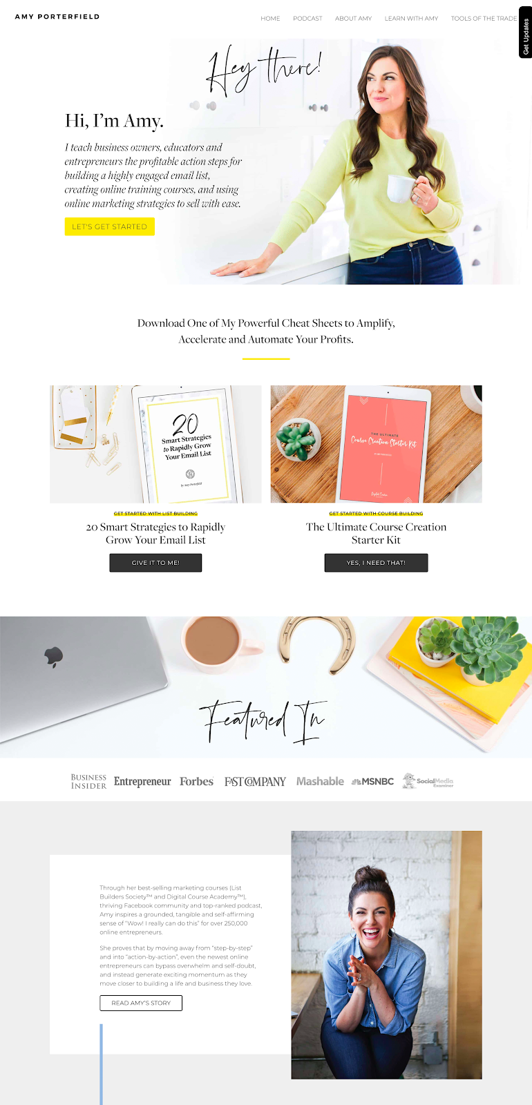 Best Homepages Online - Amy Porterfield