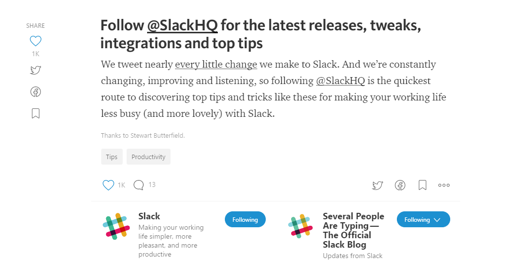 Screenshot showing the last bit of an article by Slack