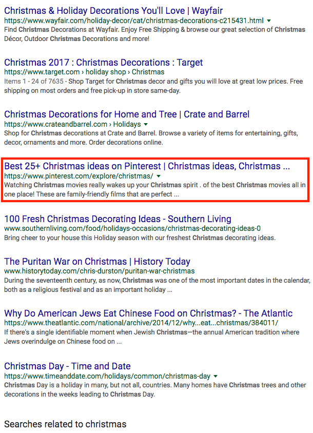 Screenshot showing google search results